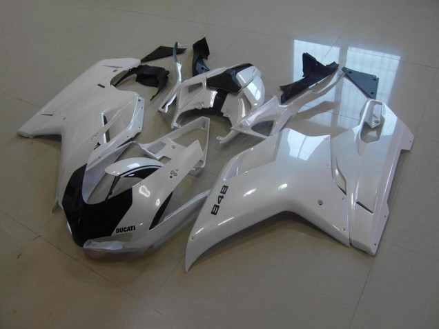 Carene Moto Ducati 848 1098 1198 2007-2014 - Bianco Perla Nero Banda Carene Moto Ducati 848 1098 1198 2007-2014 - Bianco Perla Nero Banda