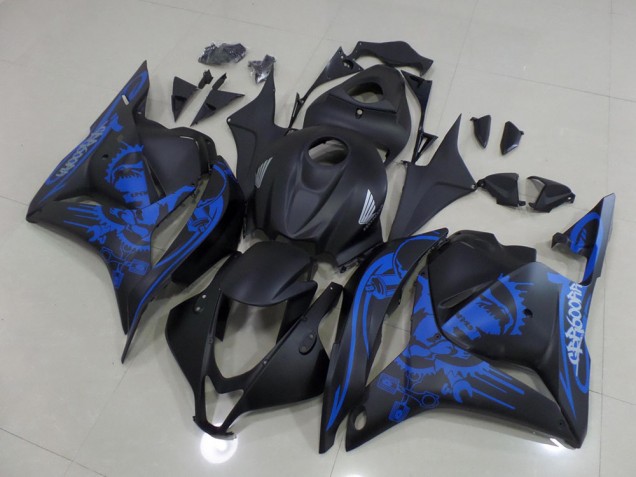 Carene Moto Honda CBR 600 RR 2009-2012 - Nero Opaco Blu Cranio Carene Moto Honda CBR 600 RR 2009-2012 - Nero Opaco Blu Cranio