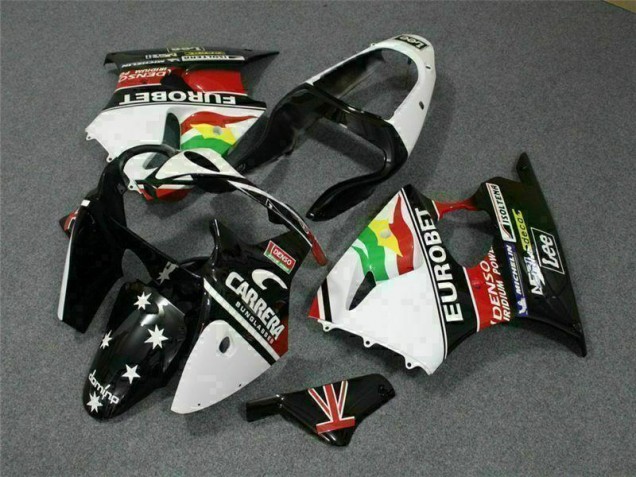 Carene Moto Kawasaki ZX6R 2000-2002 - Nero Bianco Eurobet Carene Moto Kawasaki ZX6R 2000-2002 - Nero Bianco Eurobet
