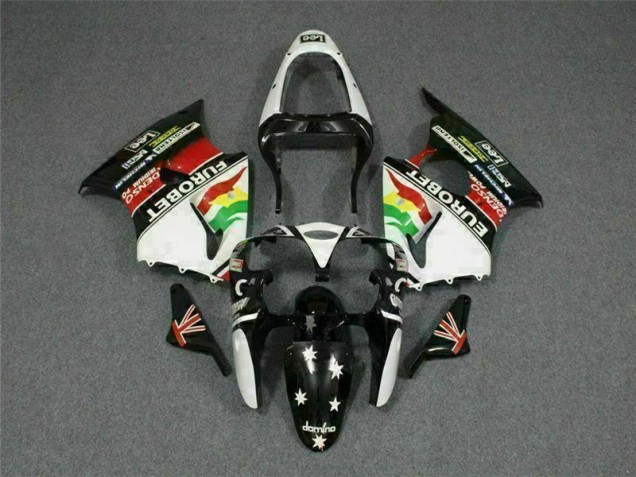 Carene Moto Kawasaki ZX6R 2000-2002 - Nero Bianco Eurobet Carene Moto Kawasaki ZX6R 2000-2002 - Nero Bianco Eurobet