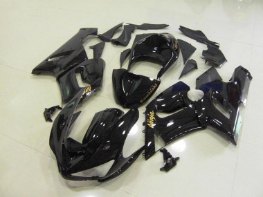 Carene Moto Kawasaki ZX6R 2005-2006 - Lucido Nero Oro Decalcomanie