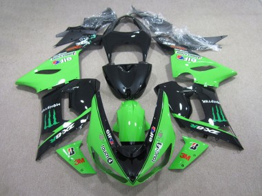 Carene Moto Kawasaki ZX6R 2005-2006 - Nero Verde 3M Touch4 Monster