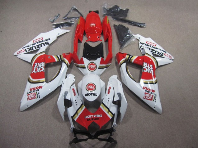 Carene Moto Suzuki GSXR 600 K8 2008-2010 - Bianco Lucky Strike Rosso Motul