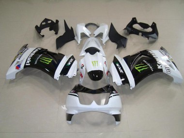 Kits Carenatura Motocicletta Completo ABS Kawasaki ZX 250R 2008-2012 - Nero Bianco Monster